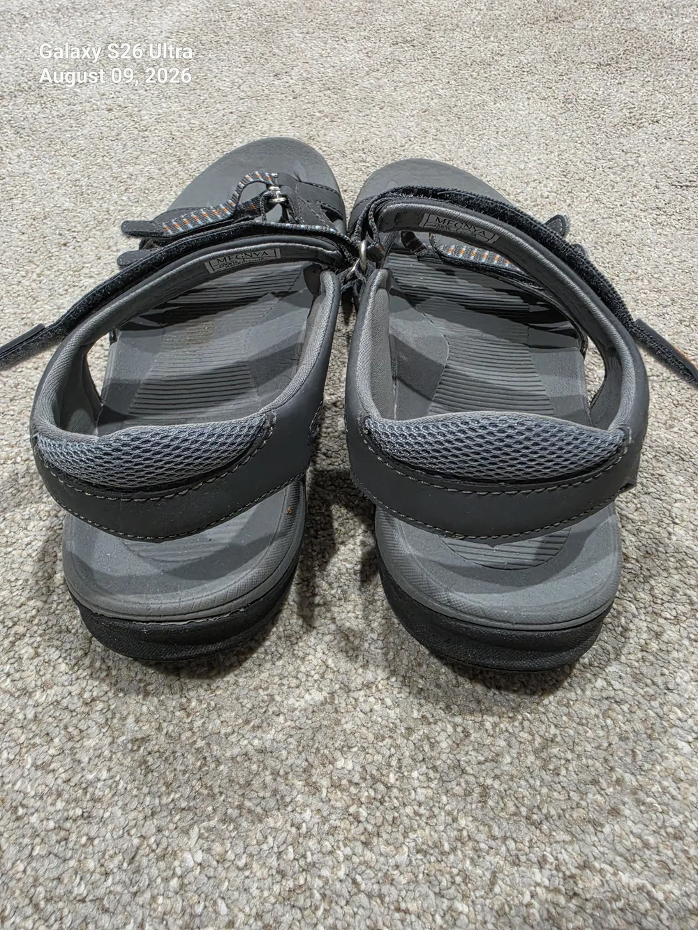Womens Grey Outdoor Sandals with Striped Webbing